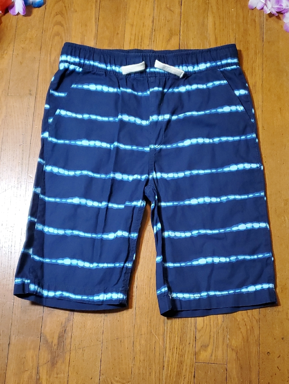 The Children's Place Navy Blue and Light Blue Striped Boys Shorts